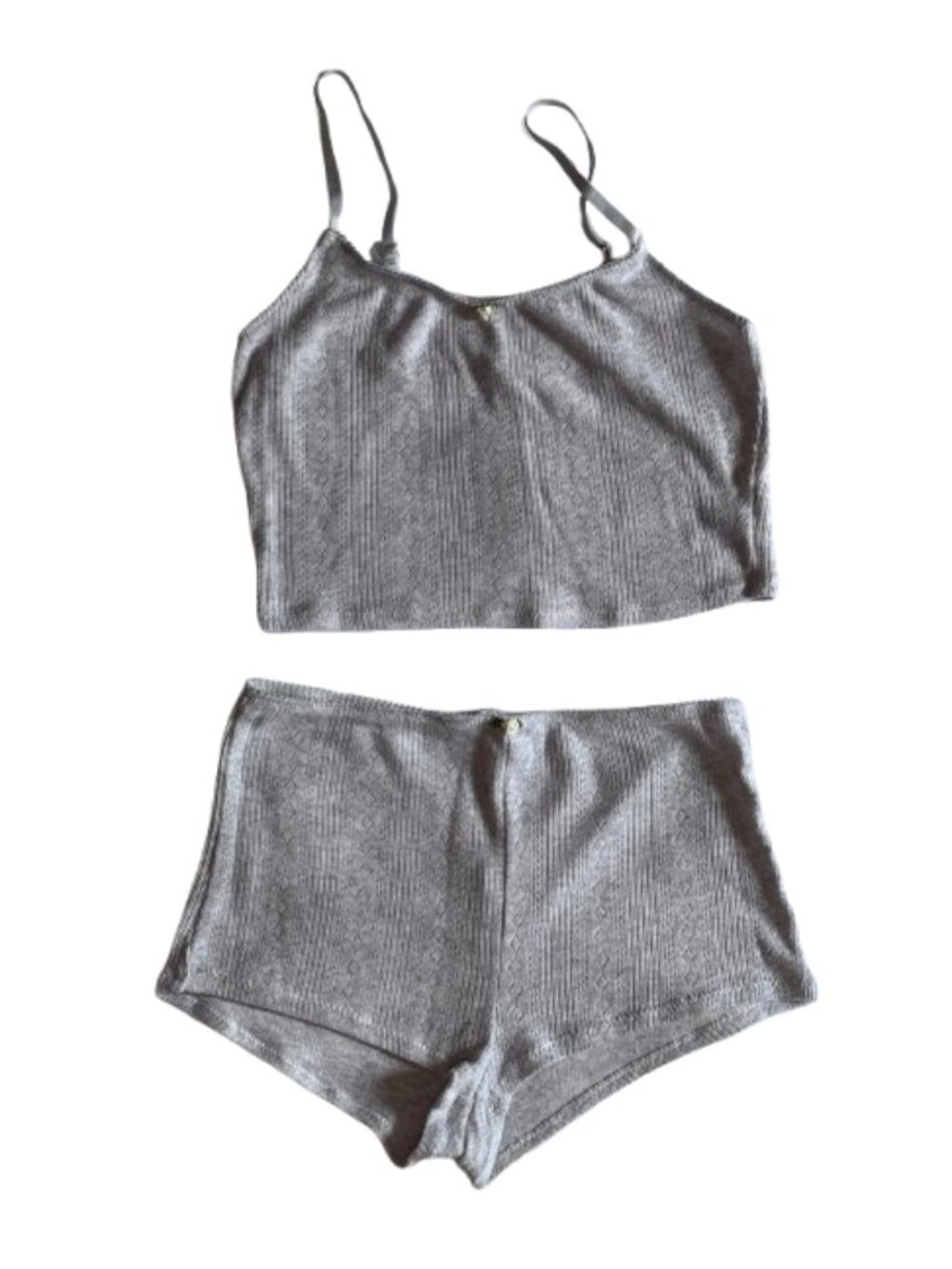 🤍 Garage Spring Grey Mix Cropped Pointelle Cami & Tiny Pointelle Short Set 🤍